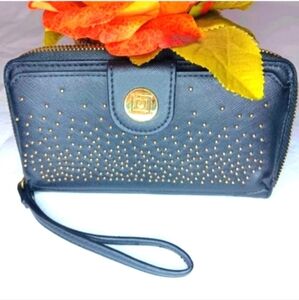 Liz Claiborne Black Long Wallet Wristlet | EUC | Zip Around | Beaded